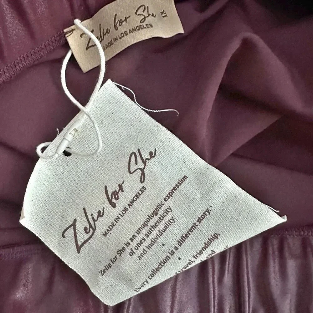 ZELIE FOR SHE | NWT‎ Drawstring City Sleek Faux Leather Skirt Merlot Maroon | 1X